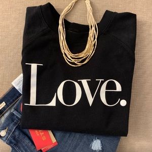 NWOT J.Crew “Love” crewneck sweatshirt. Black.